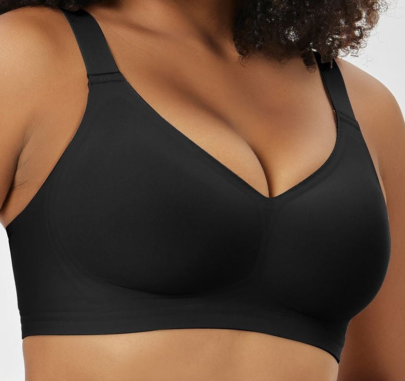 Woman wearing lightweight seamless wirefree bra for everyday comfort