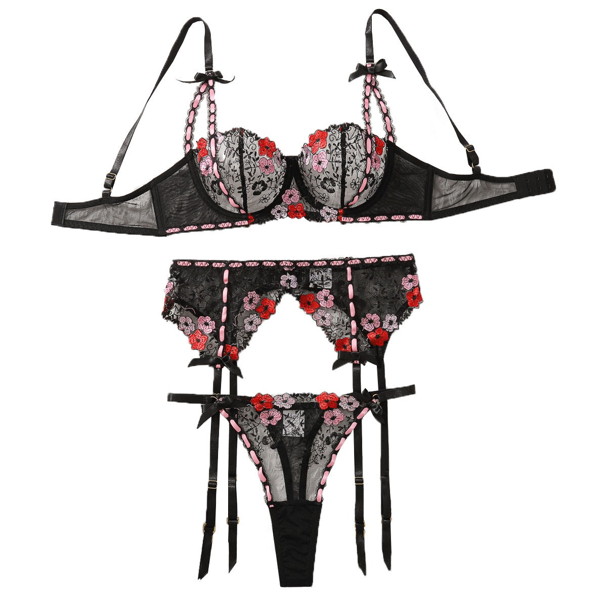 Sexy coordinated lingerie set highlighting curves for plus size women