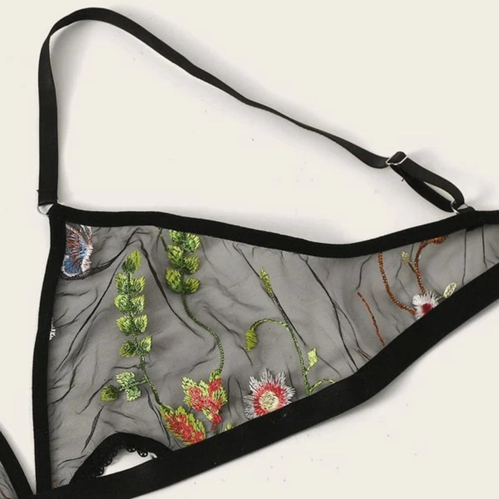 Embroidered floral apron on a white background