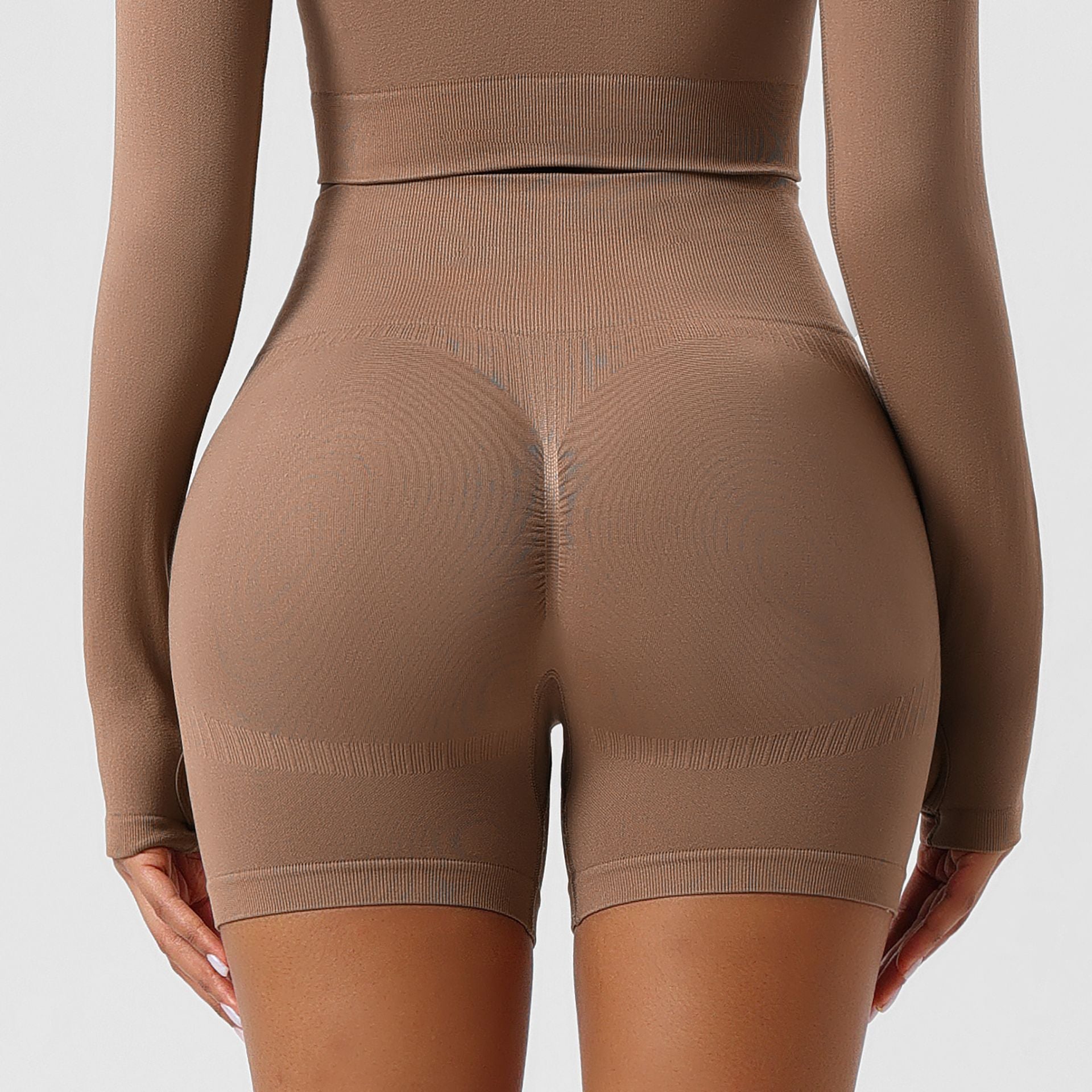 Side view showing high waist and hip lifting effect