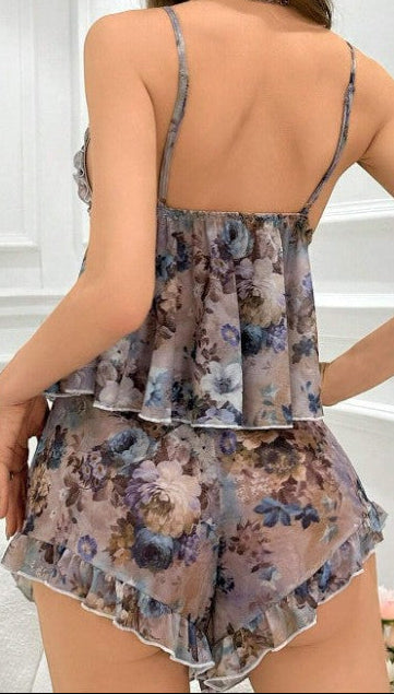 “Flirty erotic lingerie with see-through floral mesh for women”