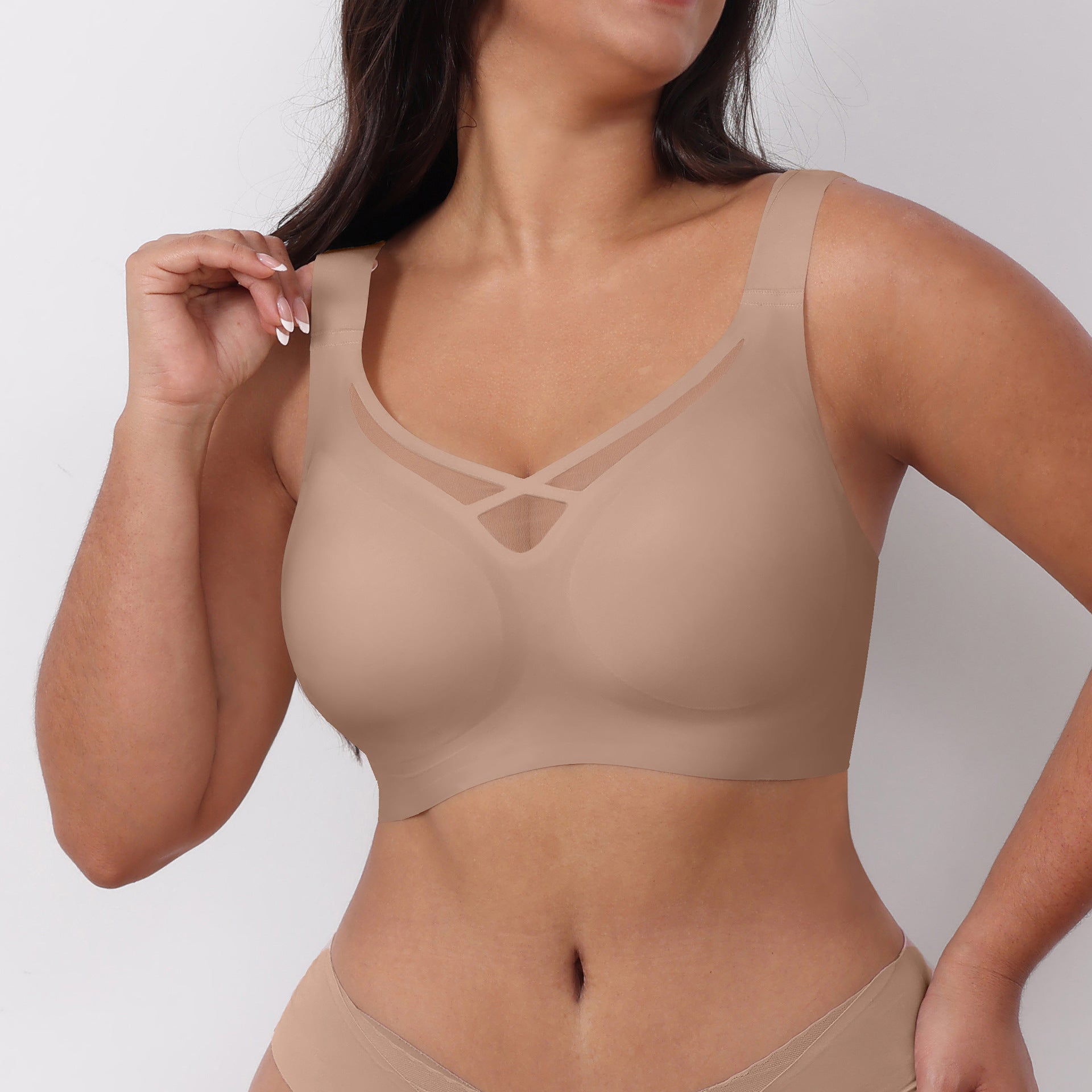bra with gathered cup design for curvy women