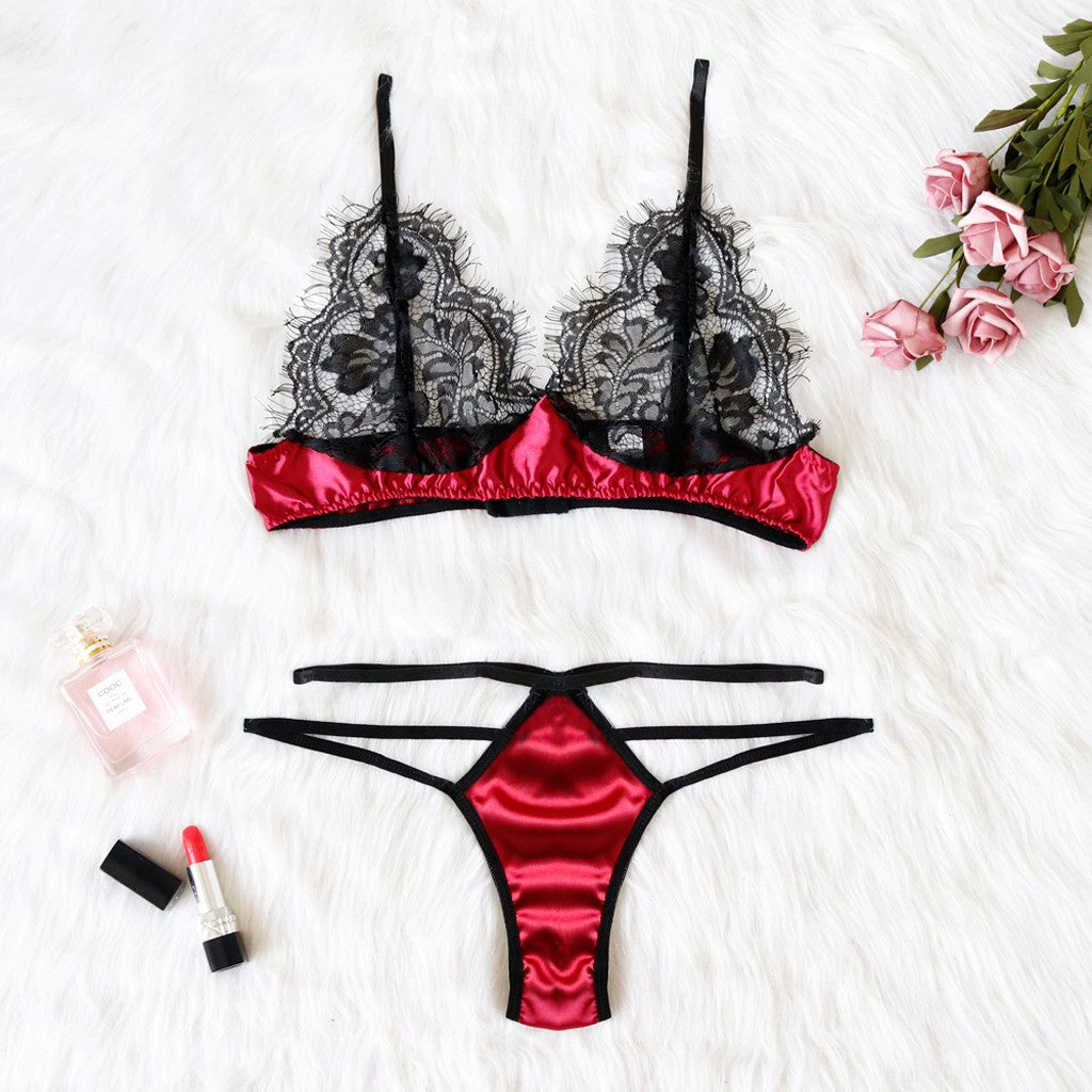 “plus size woman wearing lace babydoll with transparent mesh panels and crotch cut-out”