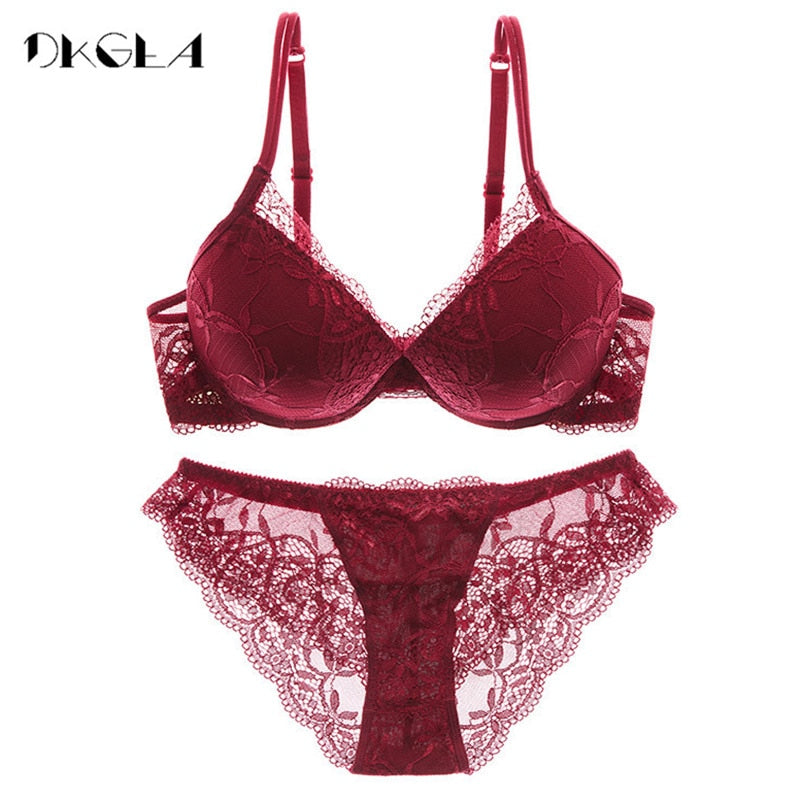 Black Push Up Lace Lingerie Set – Thick Cotton Super Gather Bra & Panty Set A/B/C Cup