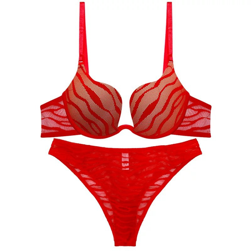 Close-up of small chest enlarging and gathering effect with soft fabric