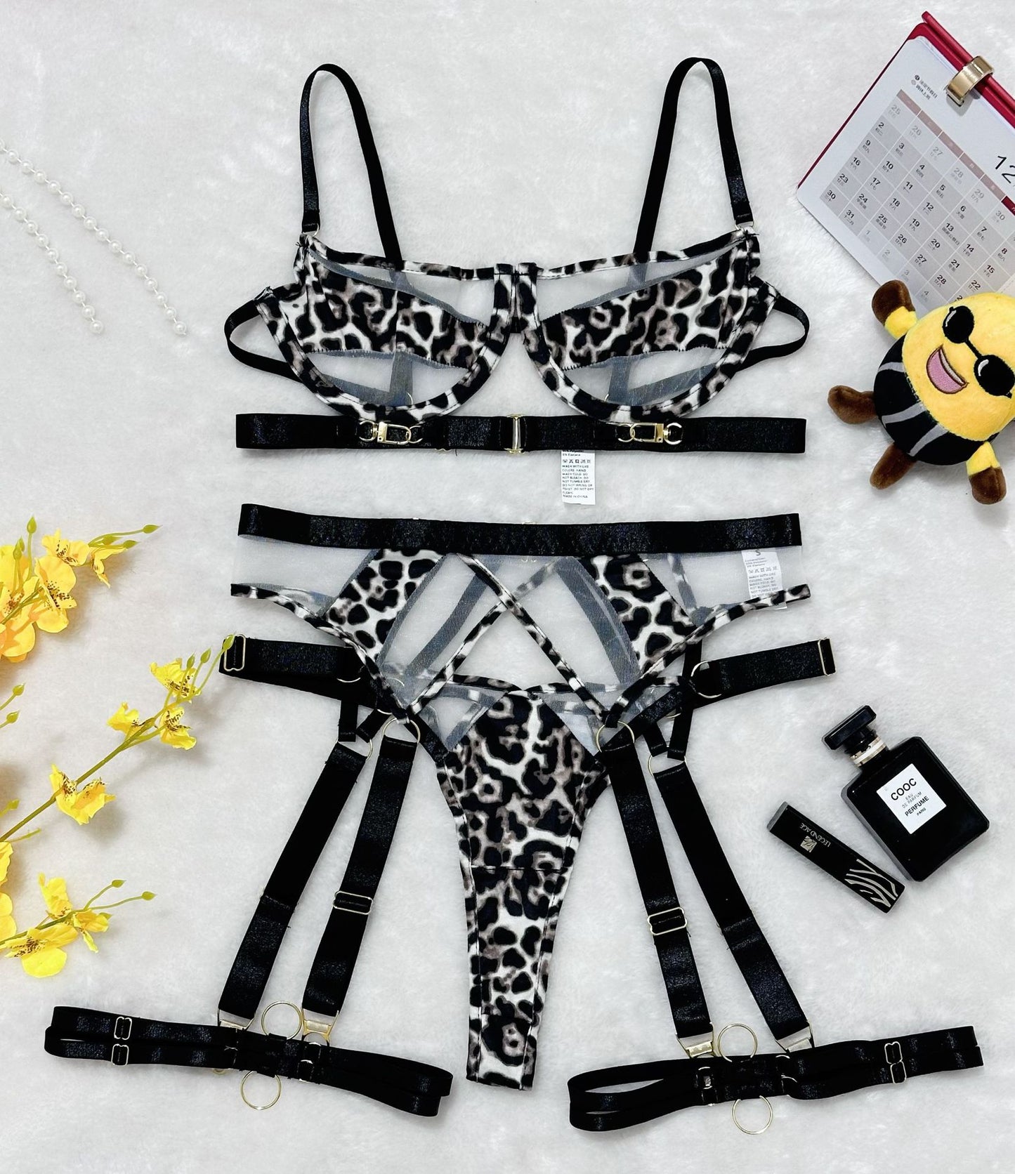 Model wearing sexy nightclub lingerie highlighting curves