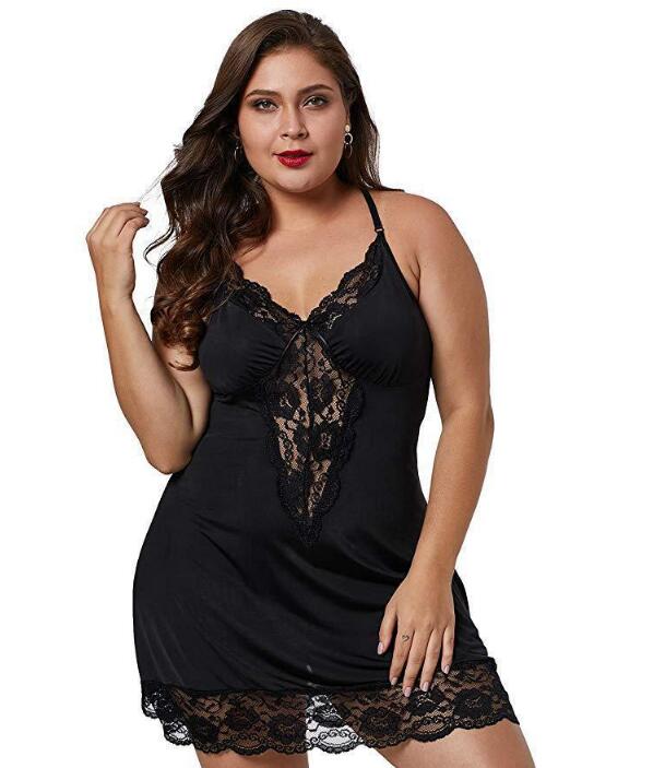 Close-up of lace and leopard print fabric on plus size nightdress