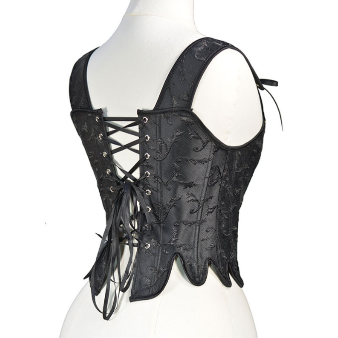 Side view showing plus size corset shaping waist and bust