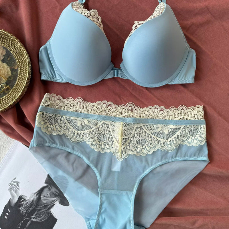 Full view of sexy blue lingerie set