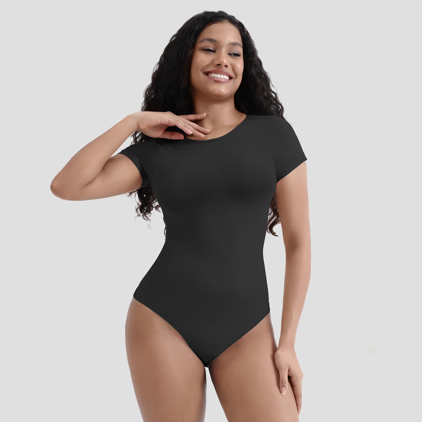 Side view showing waist and abdomen compression