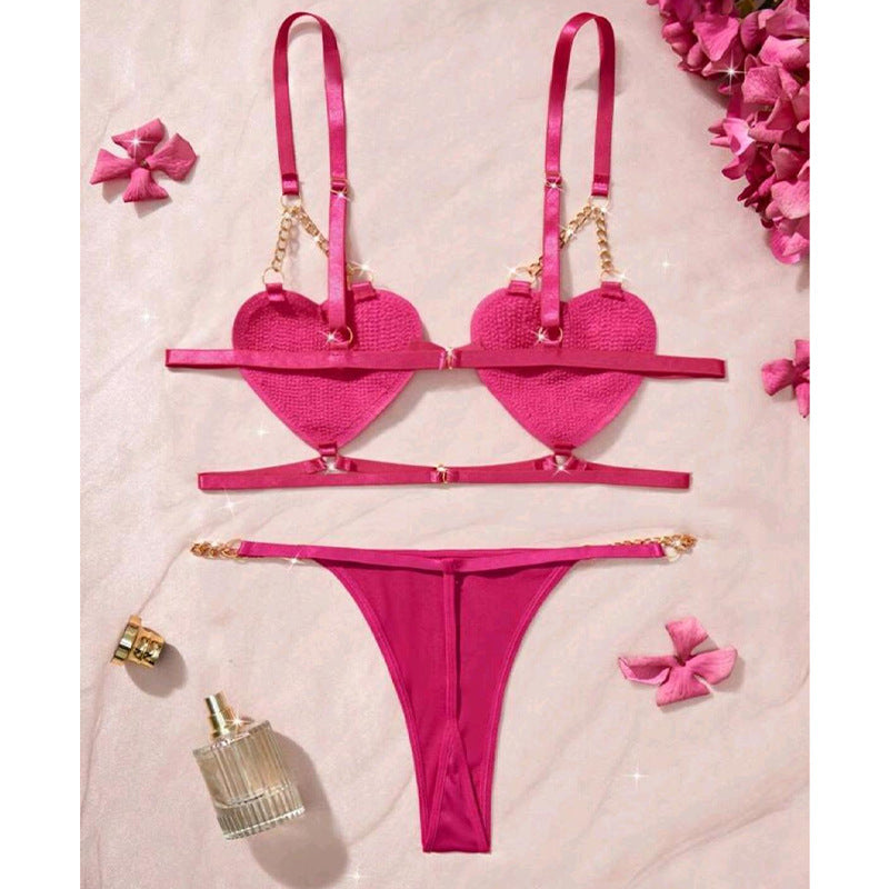 Back view of seductive French temptation lingerie set
