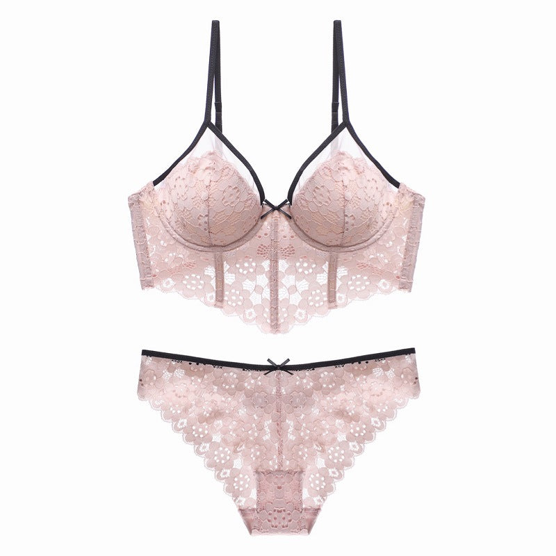 “Close-up of crochet lace detailing on European & American camisole lingerie set”
