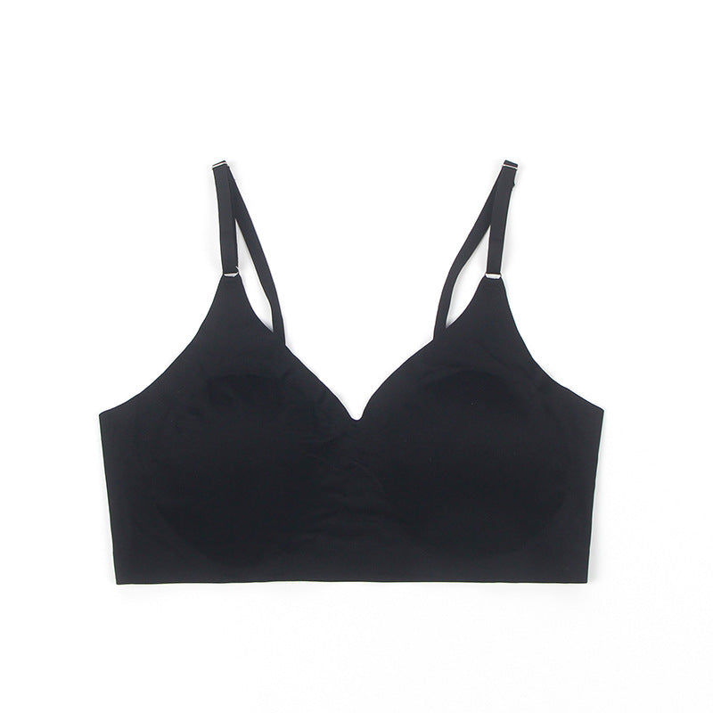 Black bralette on a white background
