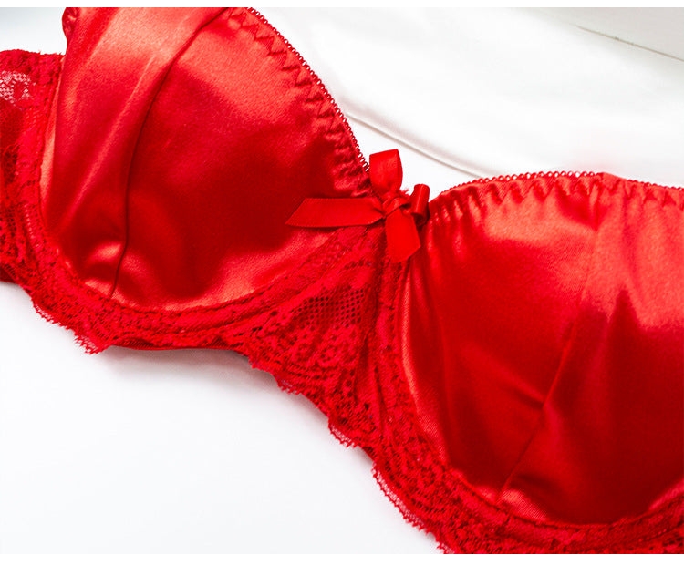 Red Push-Up Bra & Underwear Set – Big Chest Sexy Two-Piece Lingerie for Women