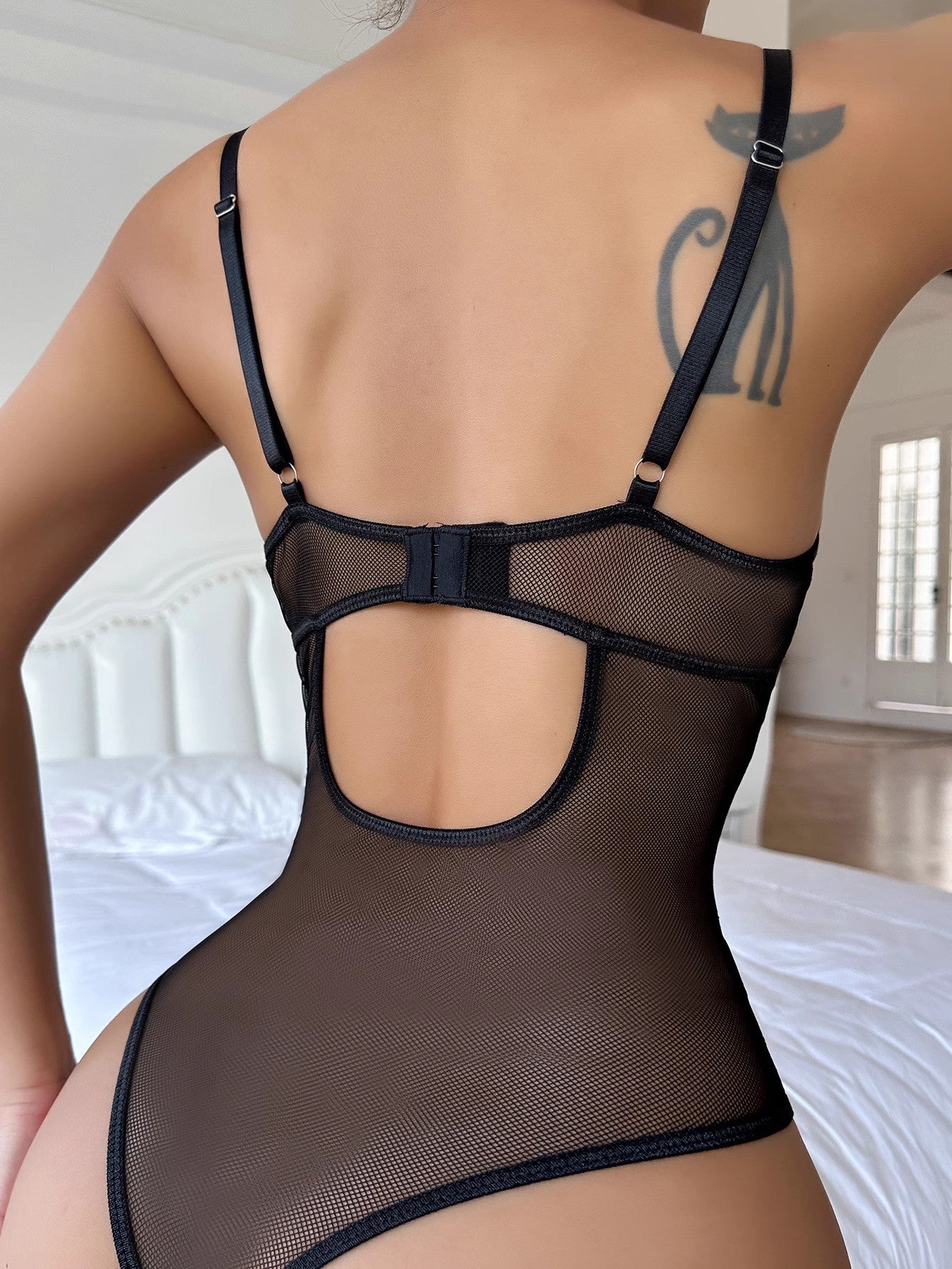 Sexy Leopard Print Hollow-Out Cutout Siamese Lingerie Suit for Women