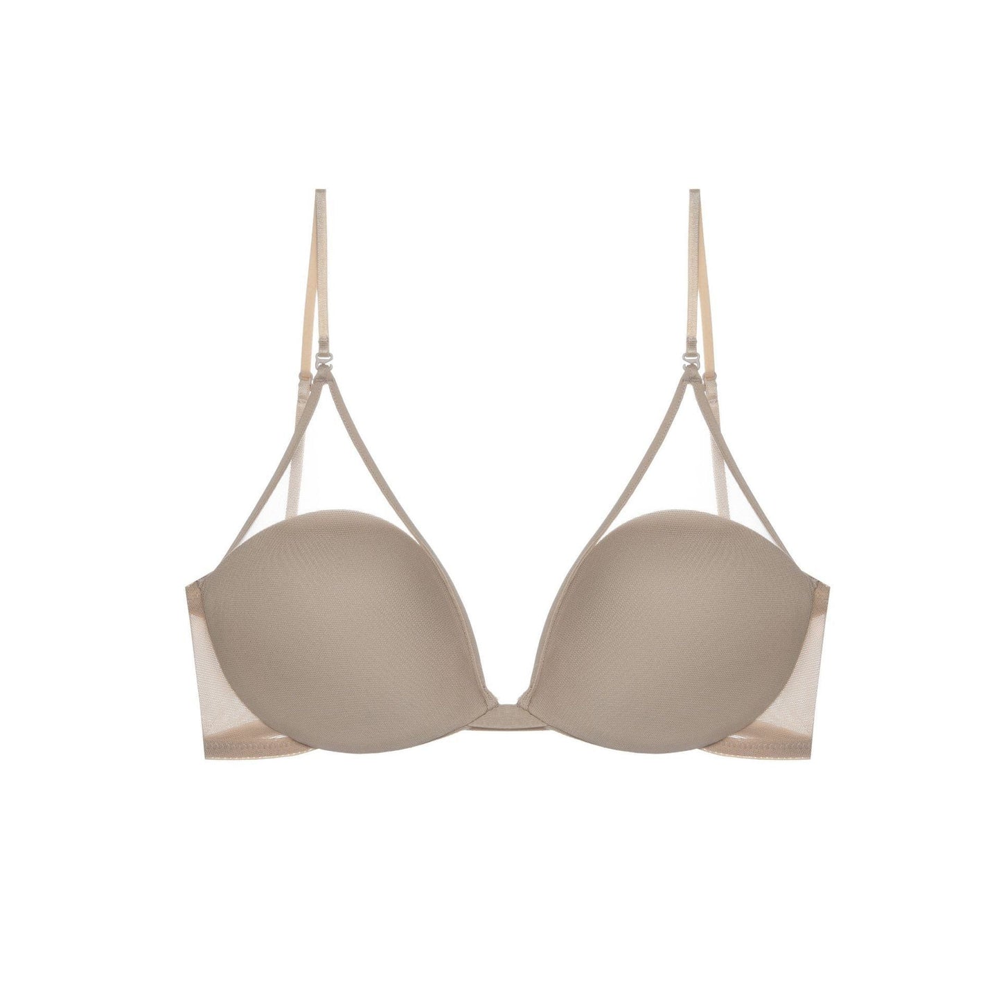 “Close-up of breathable mesh and U-shaped back on plus size bra”