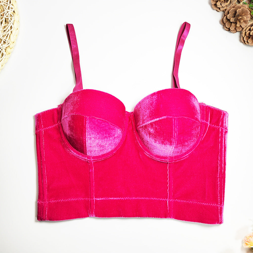 Pink bra on a white background