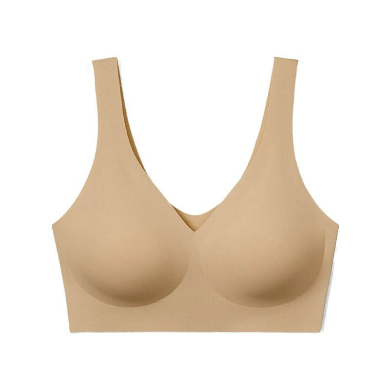 Beige bra on a white background