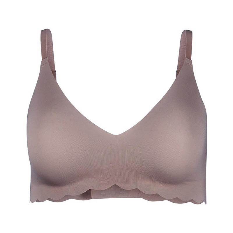 Beige bra on a white background