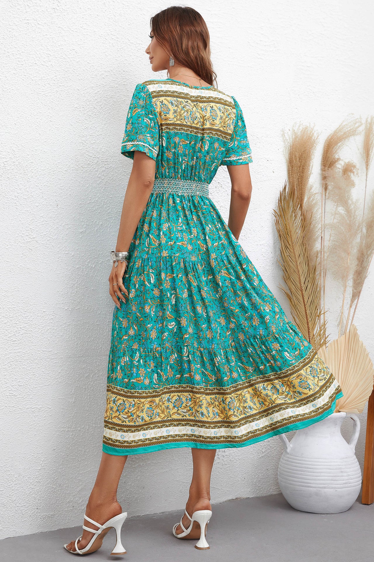 Women Dress Printed Short Sleeve Dress