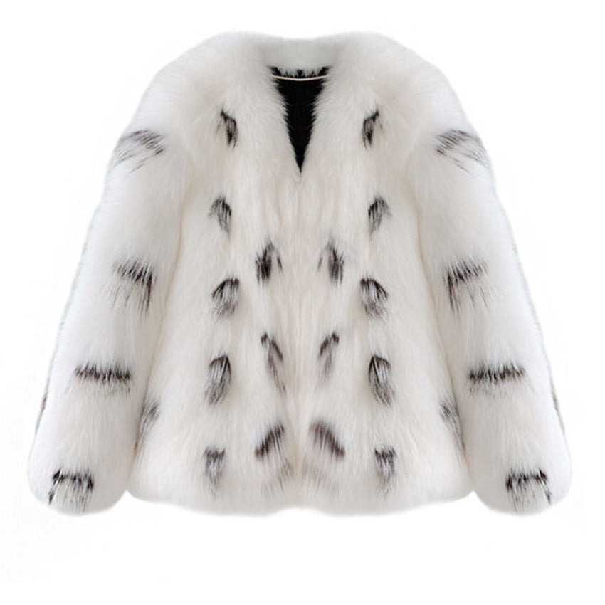 Close-up of soft plush fox and raccoon-style faux fur on plus size coat