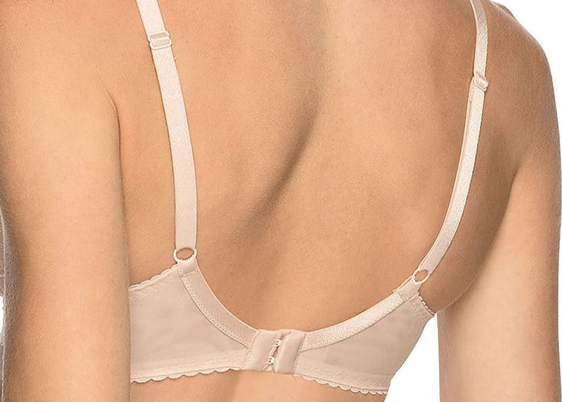 “Back view of soft bra with double hook-and-eye closure and gold-colored hardware”