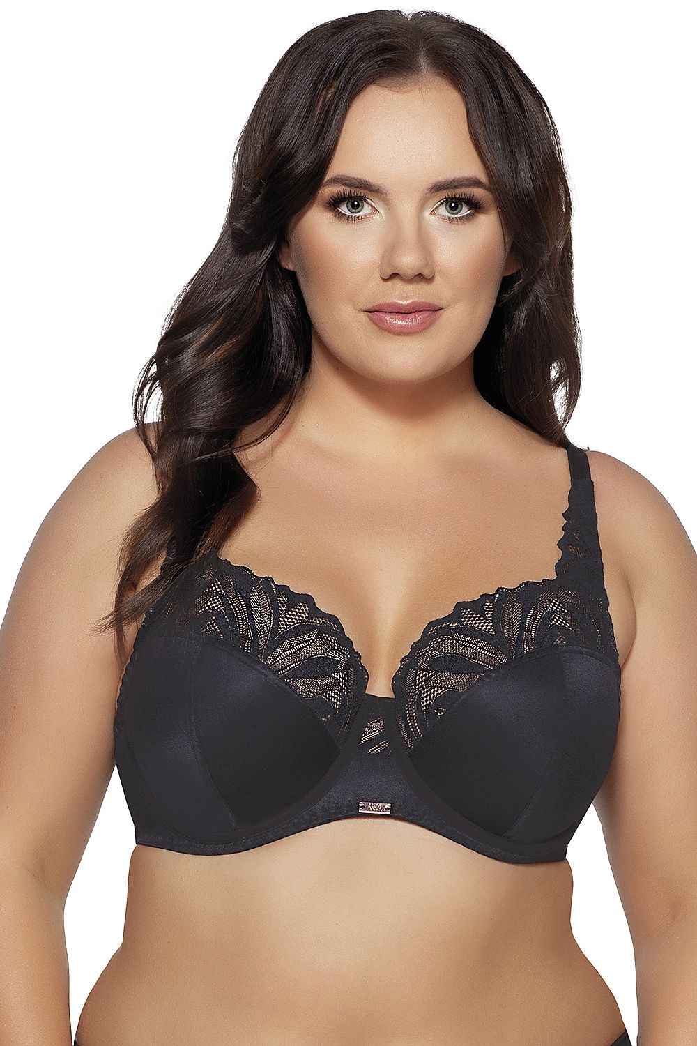 “Ava Yasemin 2106 soft lace bra front view in beige with lace detailing”