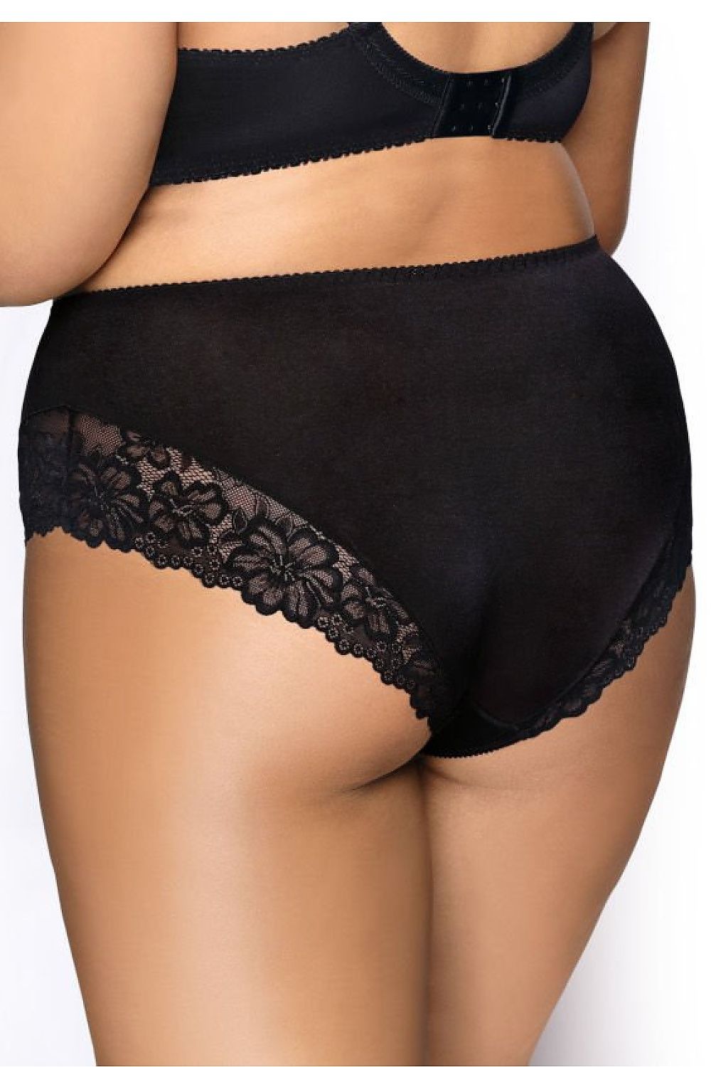 Comfortable plus size Carmela white panties – back view emphasizing smooth fit and feminine curves.