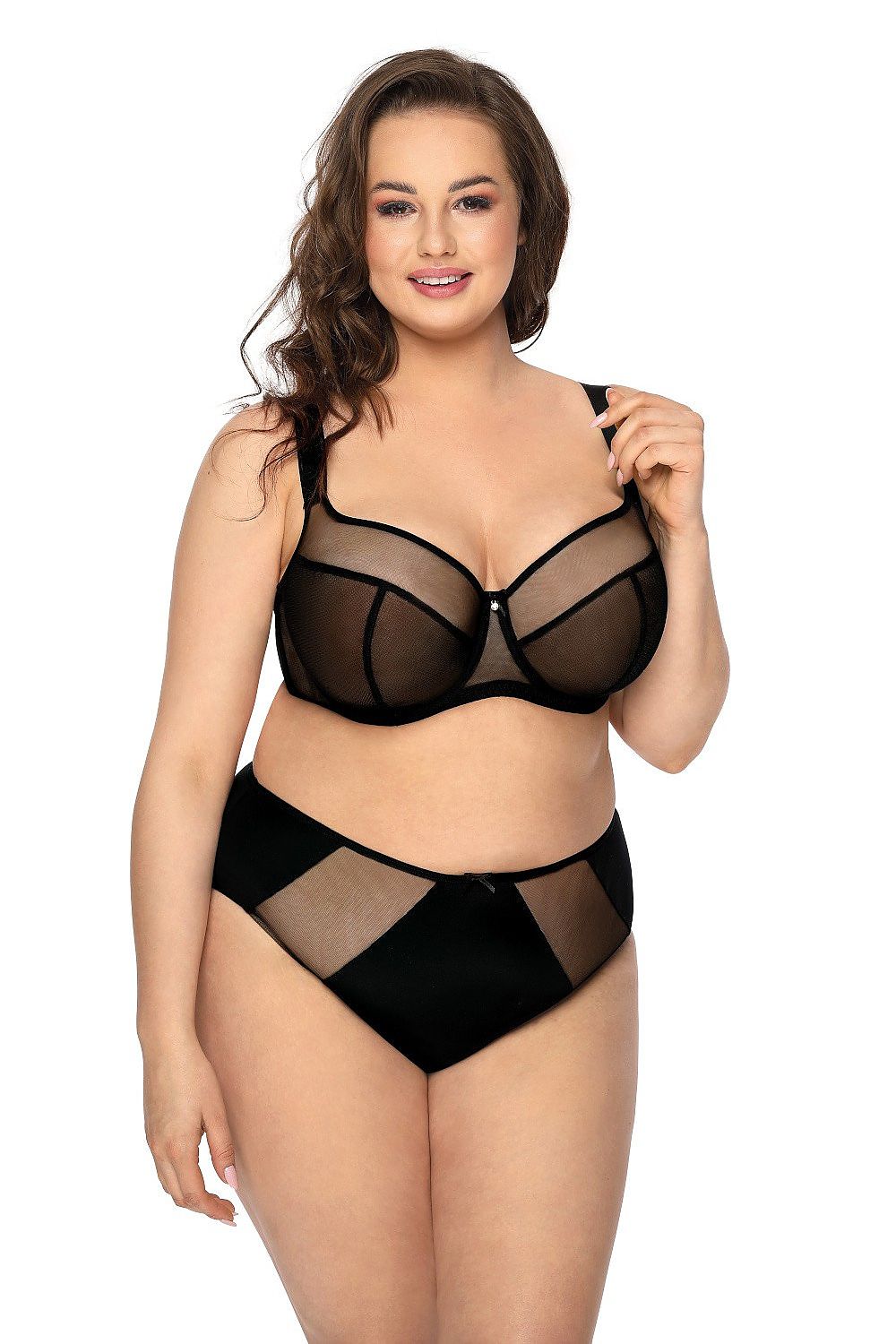Women’s classic stretch microfiber black panties plus size – back view.