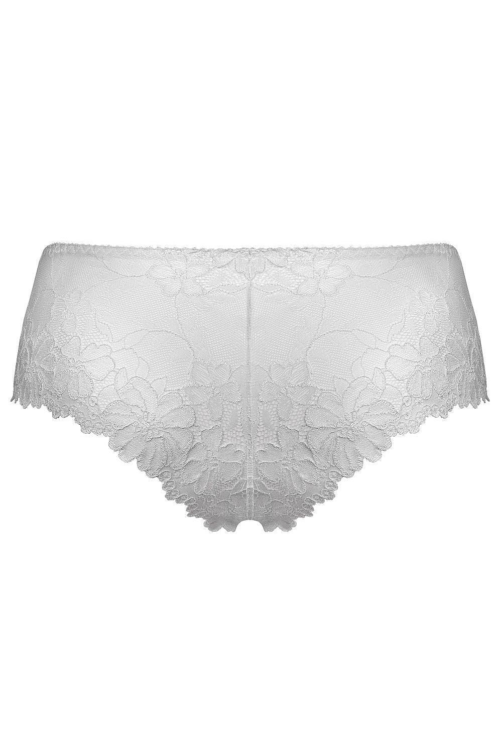 Women’s delicate white lace panties plus size – back view.