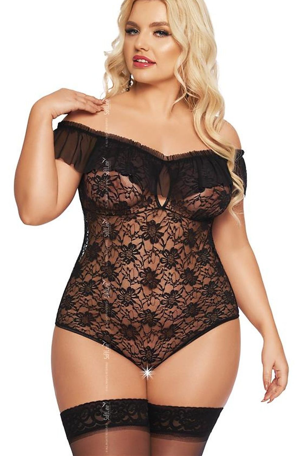“Sexy lace body with daring back cutout, designed for romantic nights”