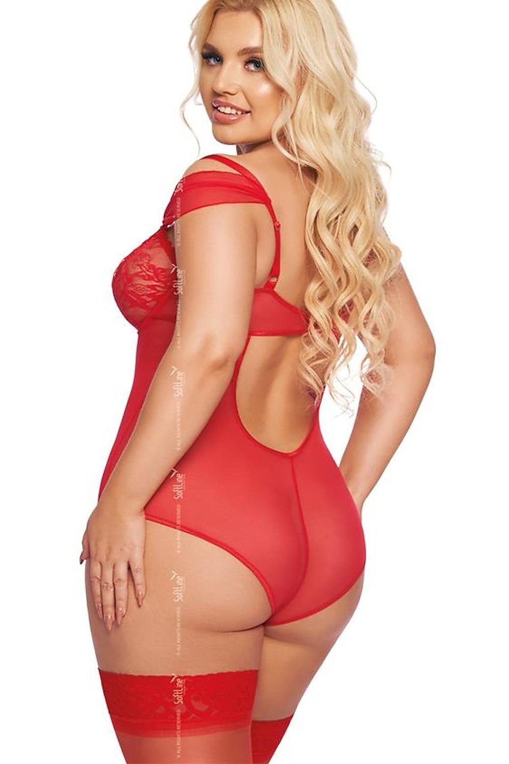 “Close-up of floral detailing and daring cut-outs on lingerie body”