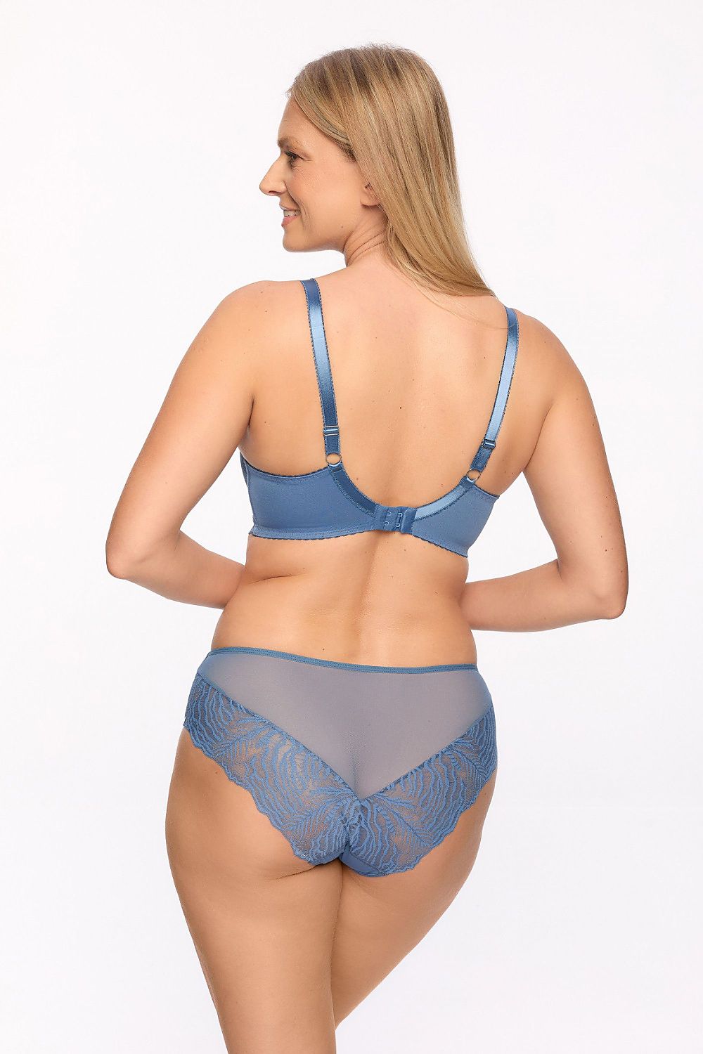 “Back view of bra showing hook-and-eye closure and adjustable straps”