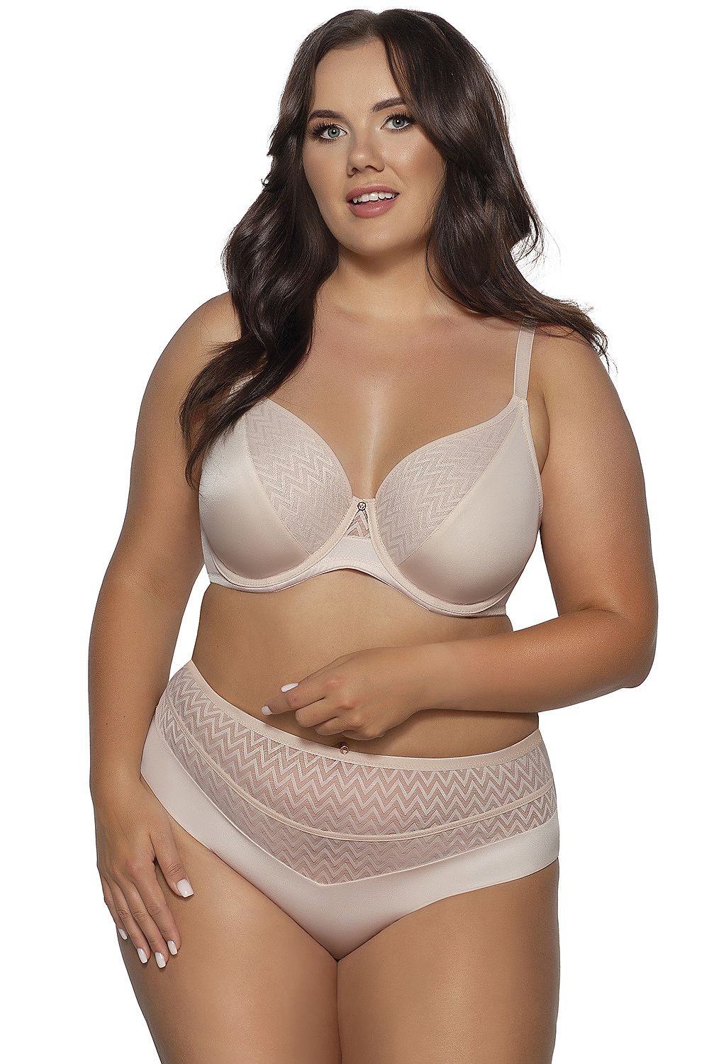 “Side view showing bottom boning and natural shaping for fuller busts”