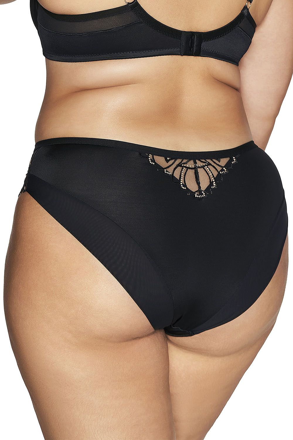 Elegant women’s mesh-adorned microfiber briefs – plus size L–6XL.