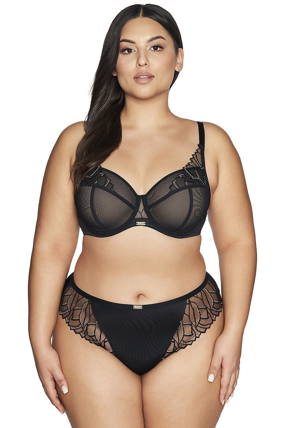 Women’s elegant mesh-accented microfiber panties – plus size L–6XL.
