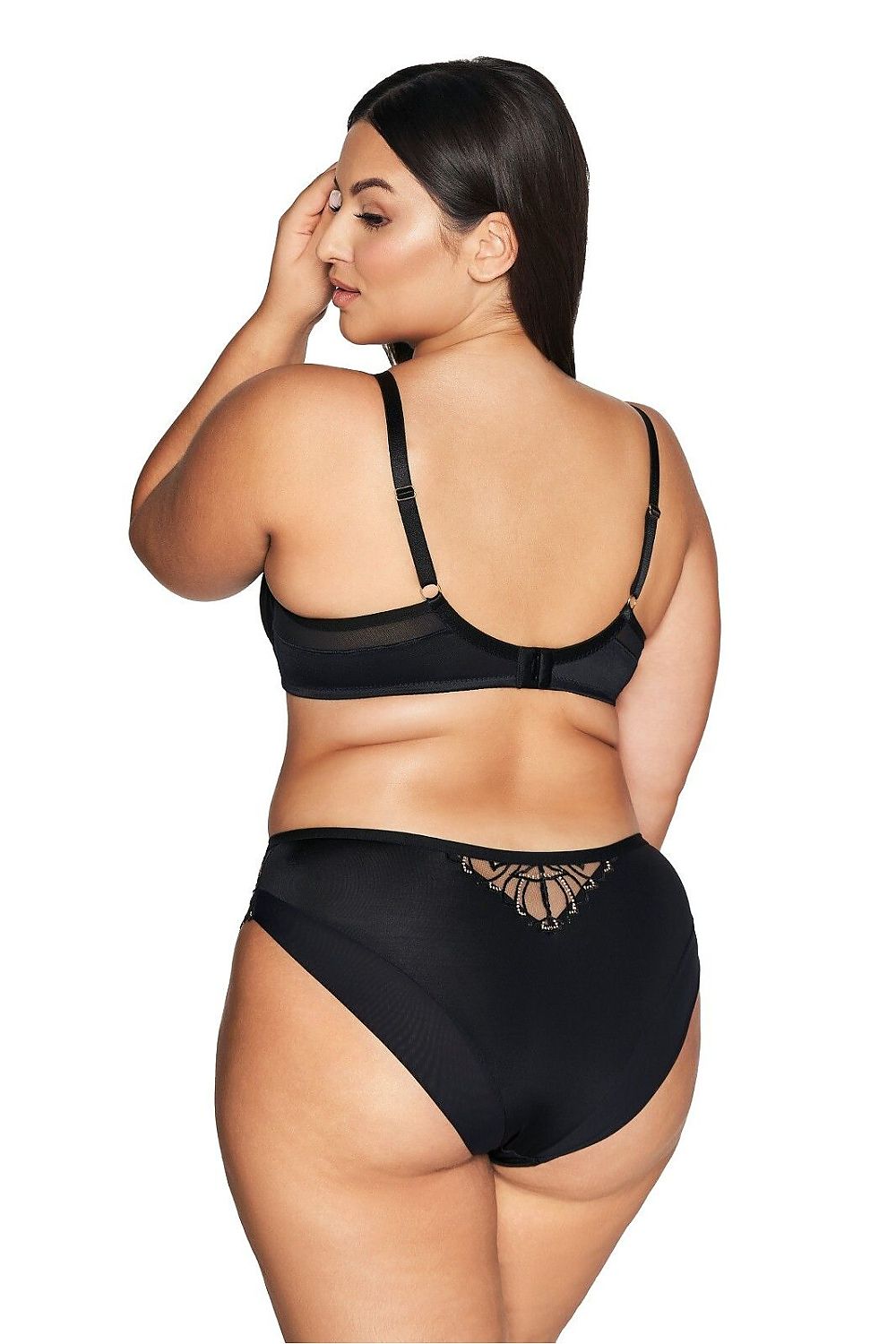 Comfortable plus size microfiber panties with cotton-lined gusset – back view.