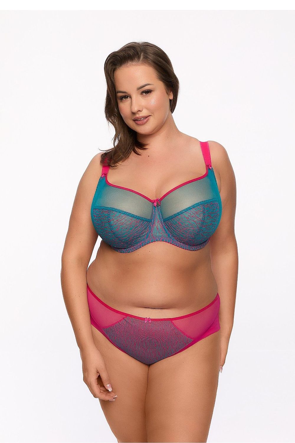 Plus size embroidered panties L–6XL with see-through back and mesh sides – front view.