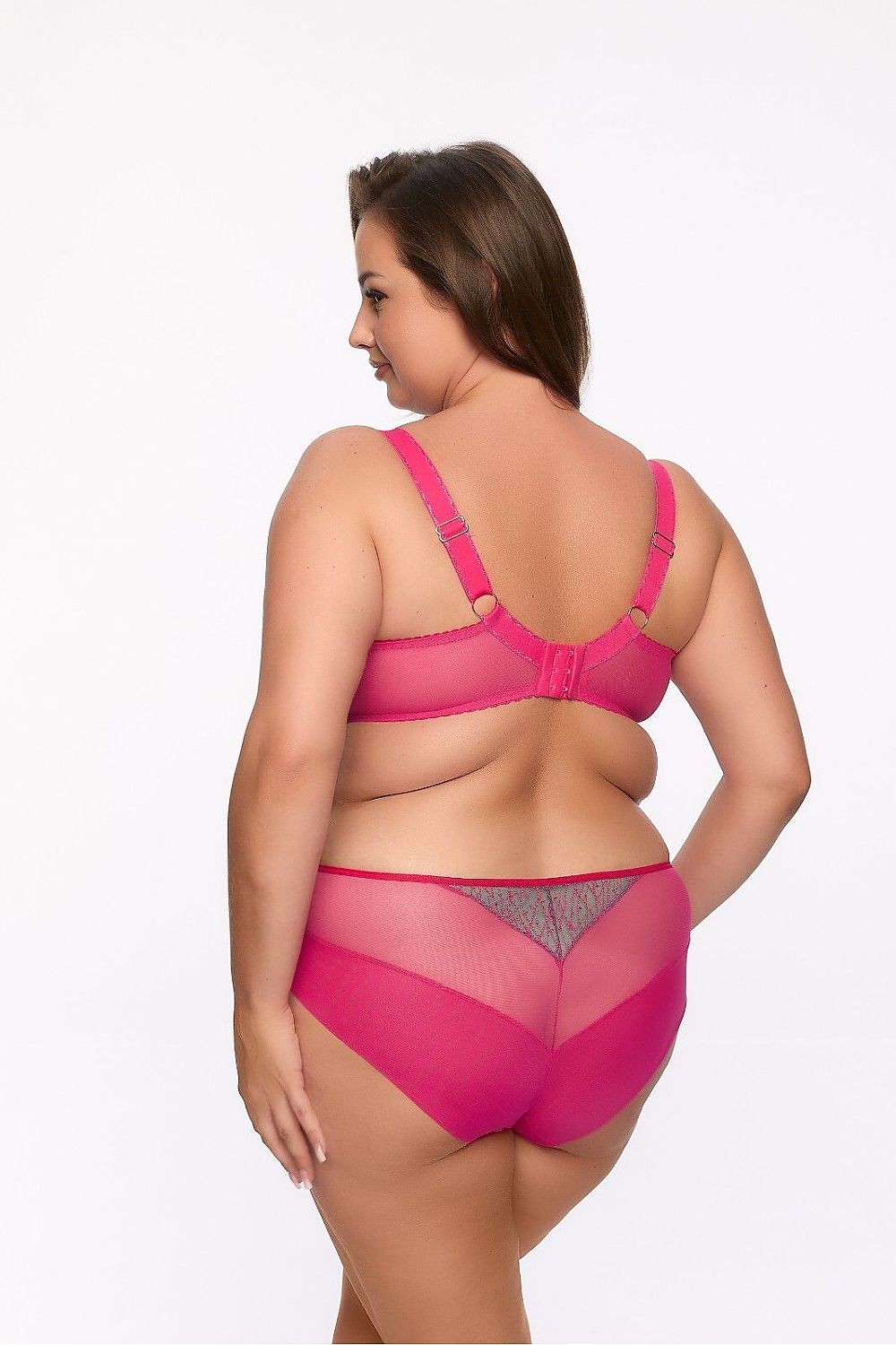Women’s classic mesh and embroidered panties with decorative bow – plus size L–6XL back view.