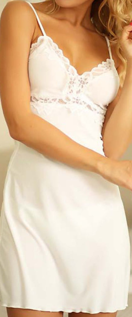 Rio Frivolous lingerie set with soft knit chemise and elastic lace bust