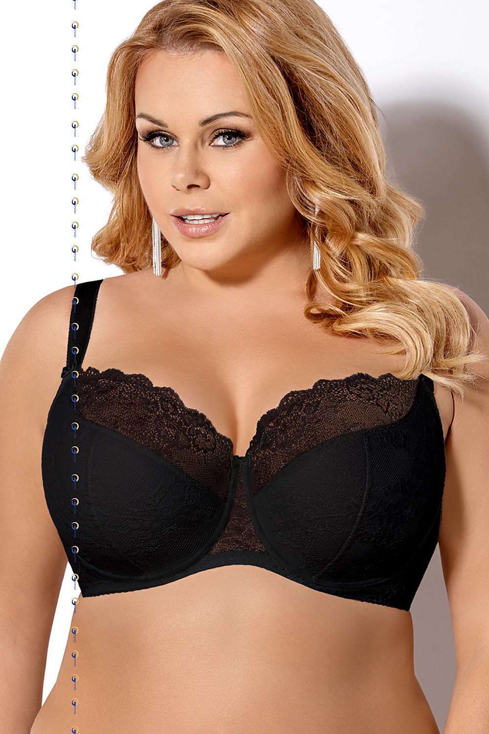 “Front view of elegant semi-padded lace bra with soft foam cups and small bow”