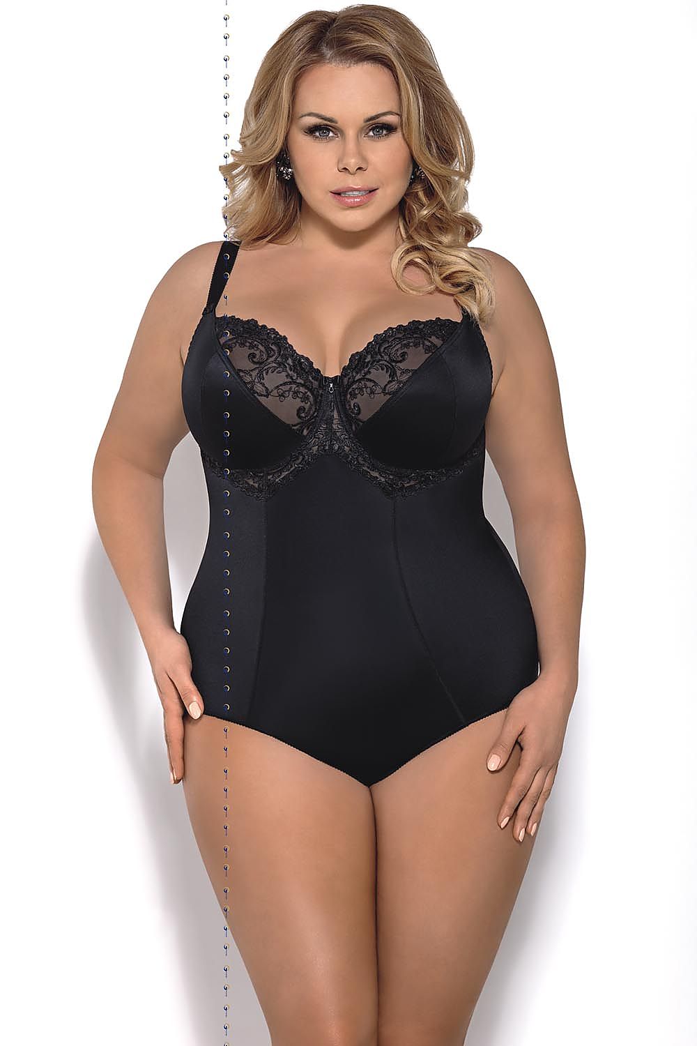 “Elegant supportive bodysuit with embroidered cups and shaping microfiber”