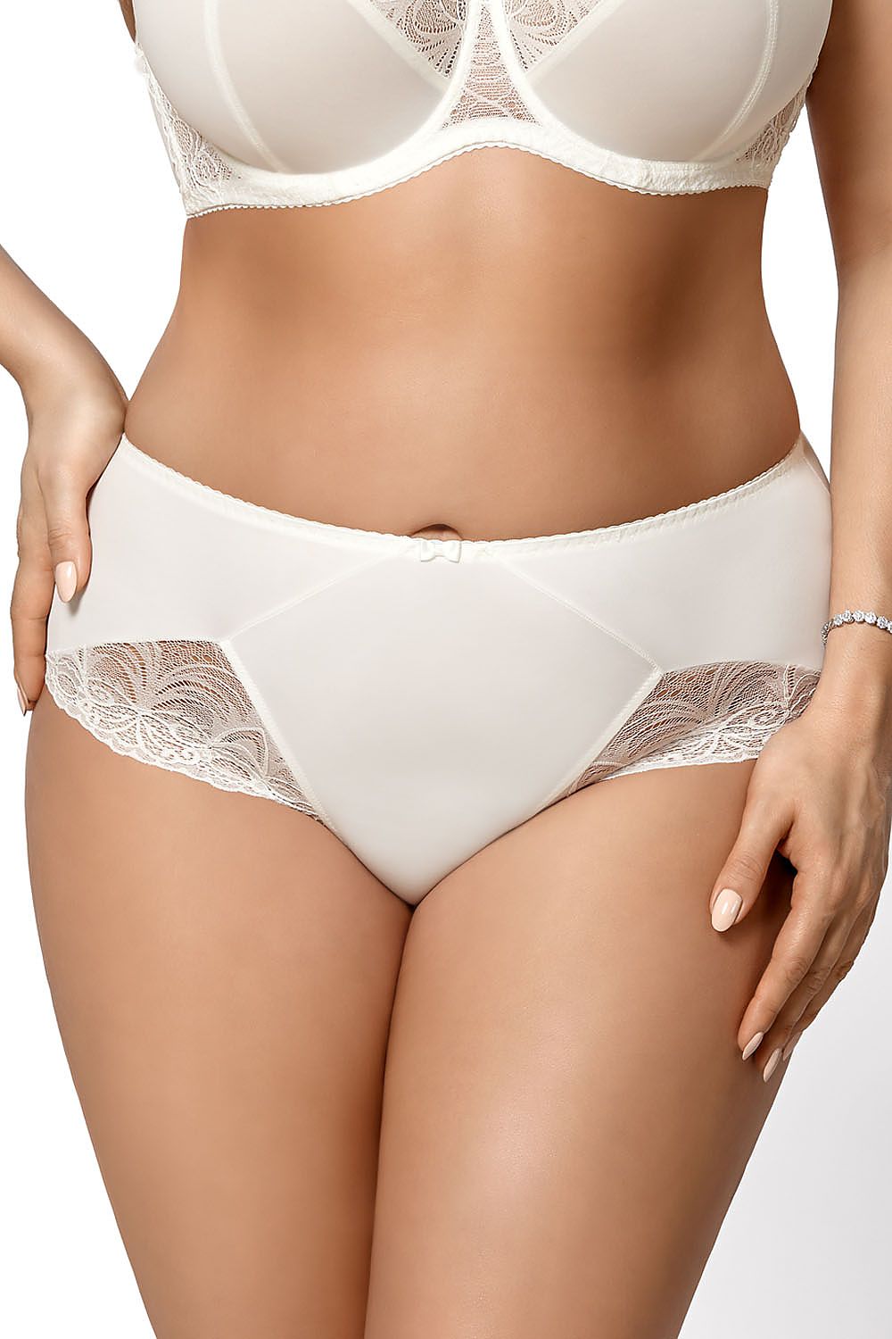 microfiber briefs with lace inserts and bow