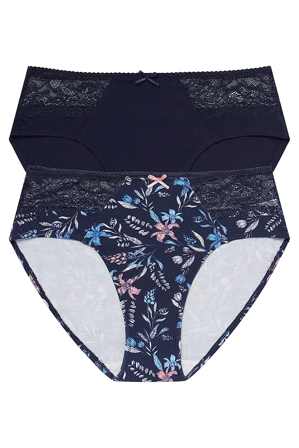 Chicnex classic cotton panties two-pack with lace inserts