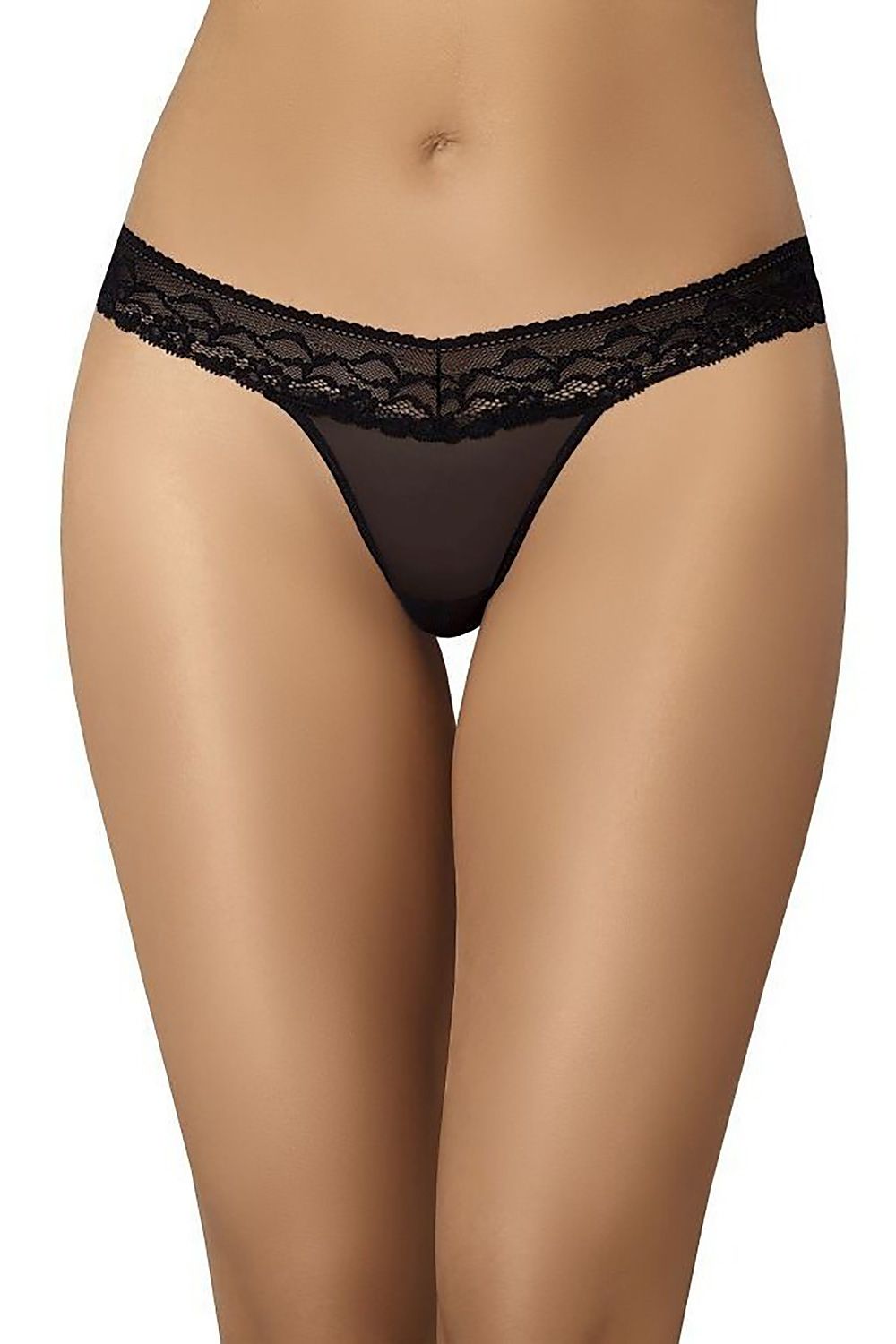 Women’s soft mesh and elastic lace thongs – back view showing seamless design, plus size L–6XL.