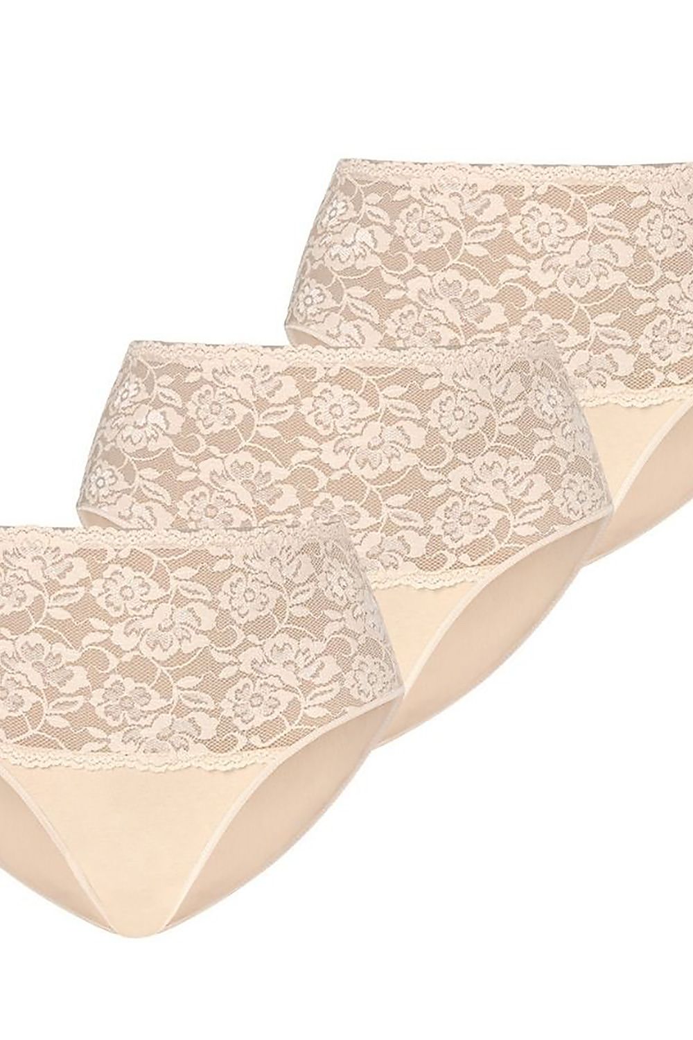 Chicnex high-waisted beige cotton panties tri-pack