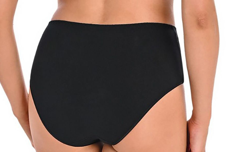 High-waisted black cotton panties with mesh detail – 3-pack set.