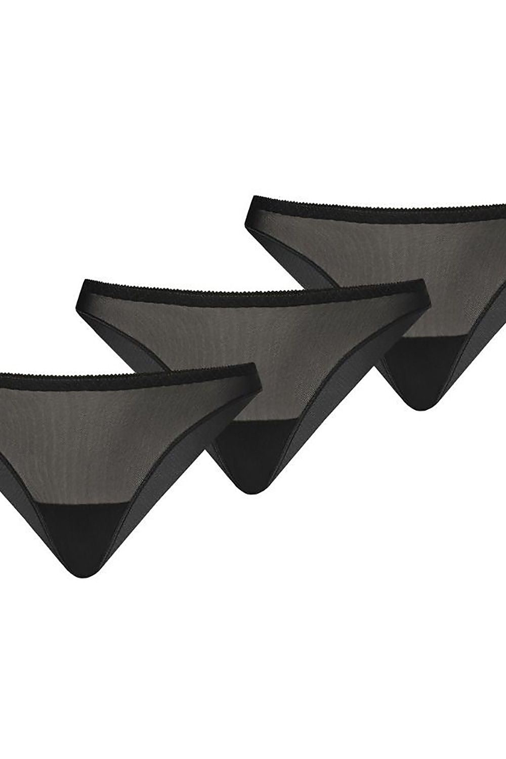 Plus size transparent black seamless panties 3-pack L–6XL – front view with high-cut design.