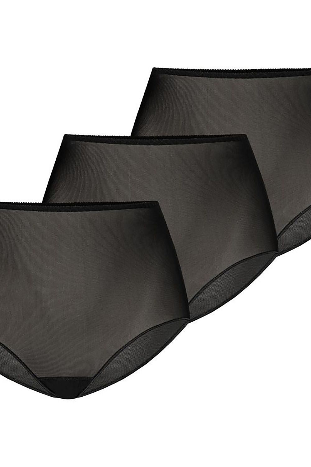 Women’s figure-flattering black mesh panties with high waist – back view.