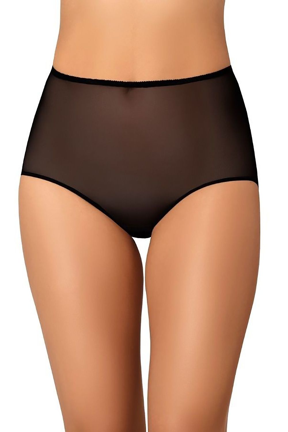 Plus size high-waisted black mesh panties 3-pack L–6XL – front view.